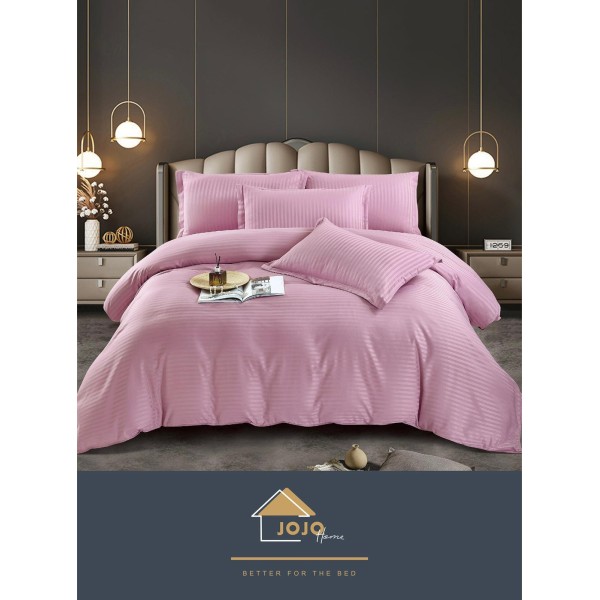 Lenjerie pat dublu, Damasc, 6 piese, Jojo, Lila, LDS-039