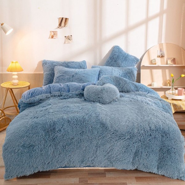 Lenjerie Cocolino Fluffy pat dublu 4 piese albastru, LFF-020