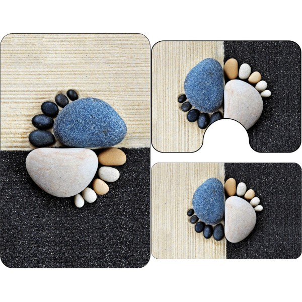 Set 3 Covorase Baie Antiderapante, Alb-Multicolor, talpi, CAM-083