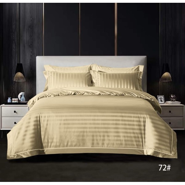 Lenjerie pat dublu, Damasc, 6 piese, Deluxe, Bej, LDS-025