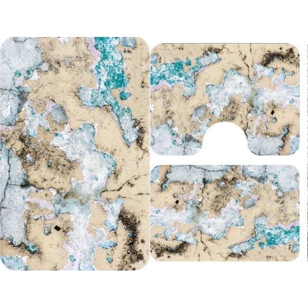 Set 3 Covorase Baie Antiderapante, Alb-Crem, ceramica, CAM-087