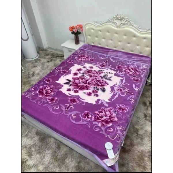 Patura Cocolino dubla si pufoasa perfecta pentru sezonul rece 200 x 230 cm, Mov, flori, PCM-009