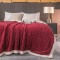 Patura Cocolino cu Blanita, Model Tricotat, Pat 2 Persoane, 200x230 cm, Bordo, PCT-003