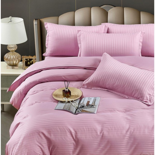 Lenjerie pat dublu, Damasc, 6 piese, Jojo, Lila, LDS-039