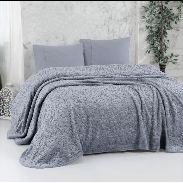 Patura Dubla Sarar Battaniye, 200x240 cm, Gri, PST-006