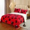 Patura CoCoLiNo cu blanita, 200x230 cm +2 fete de perna, Rosu-Negru-Alb, inimi, PBC-014