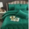 Lenjerie, pat dublu, cu ELASTIC, Damasc Finetat, 6 piese, Verde, LDS-074 Lenjerie, pat dublu, cu ELASTIC, Damasc Finetat, 6 piese, Verde, LDS-074