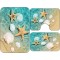 Set 3 Covorase Baie Antiderapante, Turquoise-Crem, scoici, CAM-079