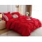 Lenjerie pat dublu finet 6 piese cu pliuri, inimioare și broderie-rosu, LIB-030