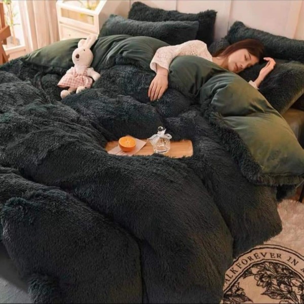 Lenjerie Cocolino Fluffy pat dublu cu elastic verde, LFF-030