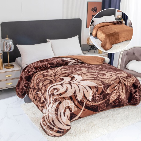 Patura Cocolino dubla si pufoasa perfecta pentru sezonul rece 200 x 240 cm, Maro, PCM-005