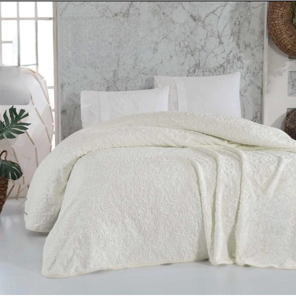 Patura Dubla Sarar Battaniye, 200x240 cm, Crem, PST-004