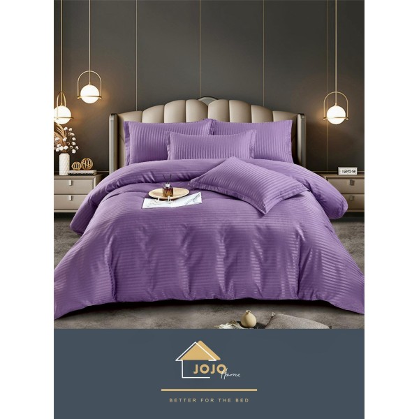Lenjerie pat dublu, Damasc, 6 piese, Jojo, Mov, LDS-040