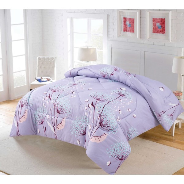 Pilota Matlasata 200x230 cm, Lila-Multicolor, flori, PPL-006