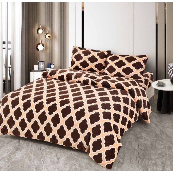 Lenjerie pat dublu, Super Pufoasa COCOLINO, 4 piese, Maro-Bej, LDC-077