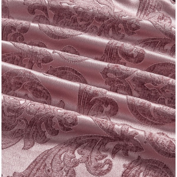 Lenjerie de pat cu elastic si pilota inclusa, bumbac tip jacquard, pat dublu, 7 piese, Roz inchis, PJD-04