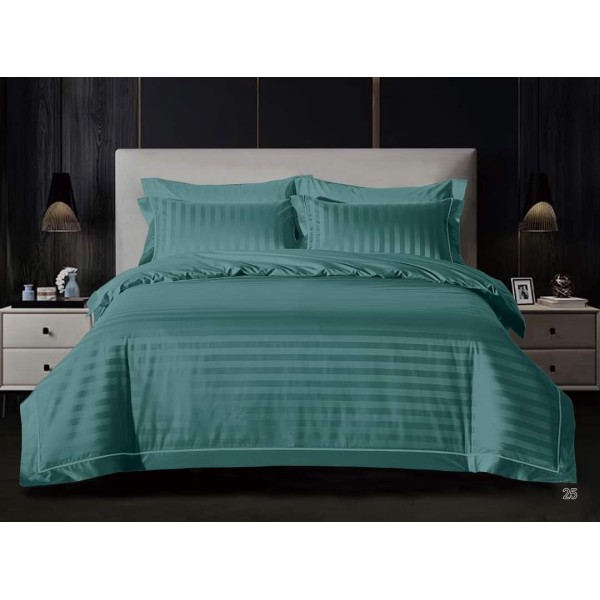 Lenjerie pat dublu, Damasc, 6 piese, Deluxe, Turquoise, LD-031