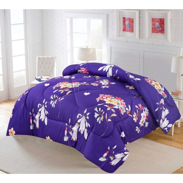 Pilota Matlasata 200x230 cm, Bleumarin-Multicolor, flori, PPL-005