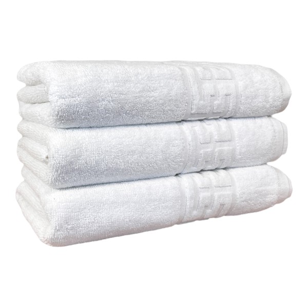 Set 3 Prosoape Baie, Bumbac 100%, 550 g/m², 70x140 cm, Greek, Alb, PCG-064