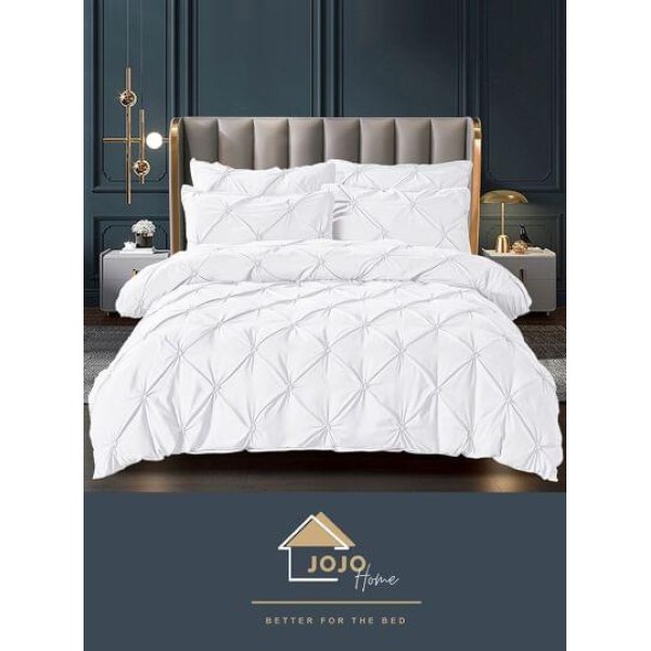 Lenjerie pat dublu finet 6 piese cu pliuri și cearceaf normal-alb, LDI-073