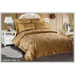 Lenjerie de pat Catifea, Imprimeu Relief, 6 Piese, Bej,  LCI-014