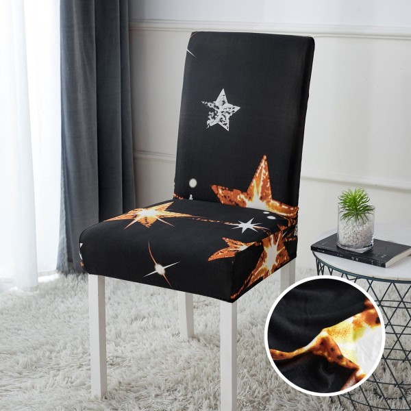 Set 4 huse universale pentru scaun, Galben-Negru, stele, HSJ-034