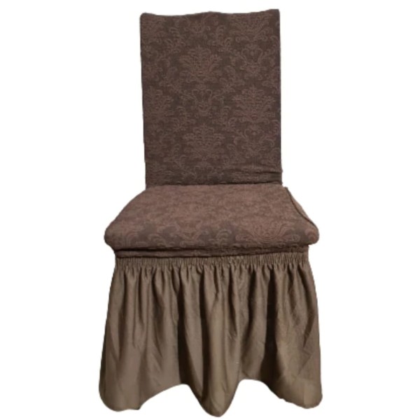 Set 6 Huse de Scaun Cu Volanase, model Jacquard, Maro, HSJ-026