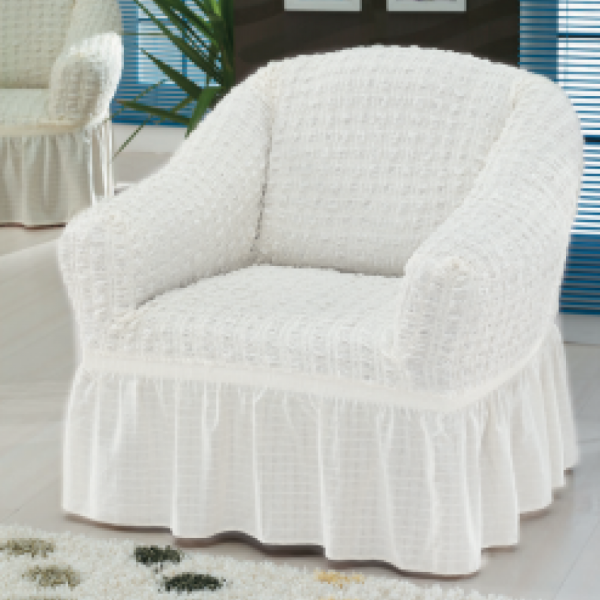 Husa Elastica si Creponata pentru Fotoliu, Alb, HFC-013