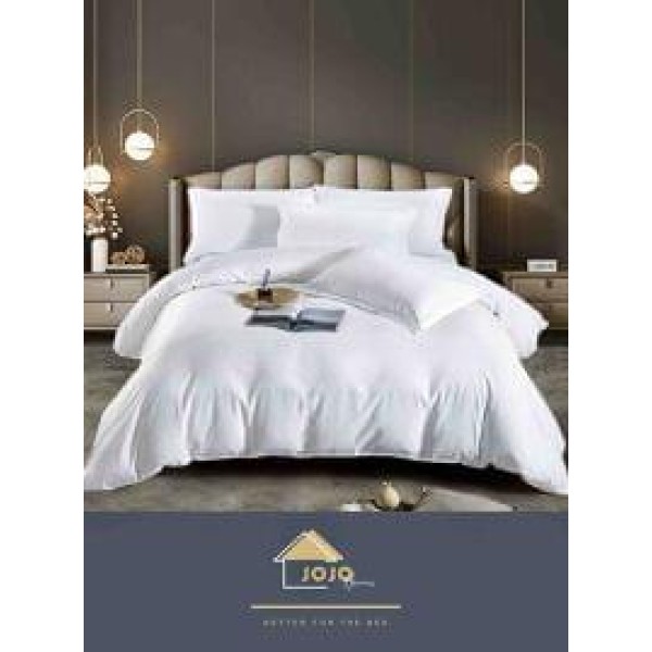 Lenjerie, pat dublu, cu ELASTIC, Damasc Finetat, 6 piese, Alb, LDS-048