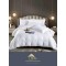 Lenjerie, pat dublu, cu ELASTIC, Damasc Finetat, 6 piese, Alb, LDS-048