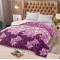 Pătură Cocolino cu blăniță 200x230 cm – moale, călduroasă și premium - Mov, model flori, PBC-037