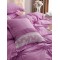 Lenjerie pat dublu finet 6 piese cu pliuri, inimioare și broderie-lila, LIB-026