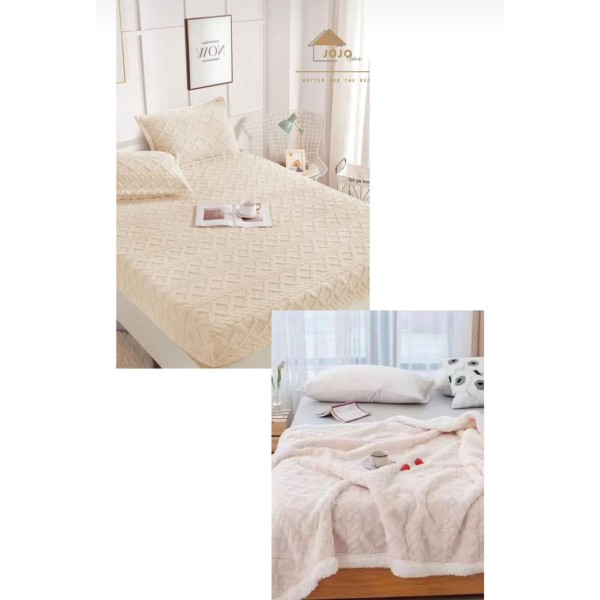 Set Patura Cu Blanita, Cu Cearsaf, Cu Elastec, Plus 2 Fete De Perna, crem