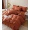 Set Lenjerie de Pat, Bumbac Tip Jacquard Finetat, 6 Piese, Caramiziu, LDJ-004