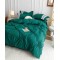 Lenjerie pat dublu finet 6 piese cu pliuri, inimioare și broderie-verde smarald, LIB-029