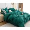 Lenjerie pat dublu finet 6 piese cu pliuri, inimioare și broderie-verde smarald, LIB-029