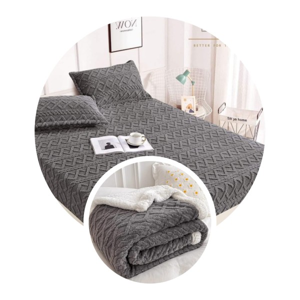 Set Patura Cu Blanita, Cu Cearsaf, Cu Elastec, Plus 2 Fete De Perna, gri inchis