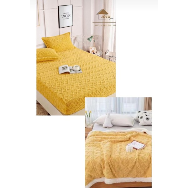 Set Patura Cu Blanita, Cu Cearsaf, Cu Elastec, Plus 2 Fete De Perna, galben