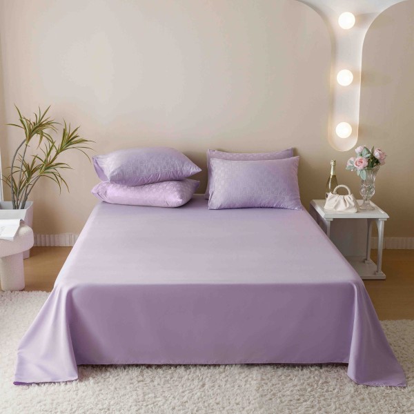 Set Lenjerie de Pat, Bumbac Tip Jacquard Finetat, 6 Piese, Lila, LDJ-010