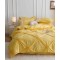 Lenjerie pat dublu finet 6 piese cu pliuri, inimioare și broderie-galben, LIB-017