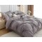 Lenjerie pat dublu finet 6 piese cu pliuri, inimioare și broderie-gri, LIB-022