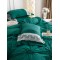 Lenjerie pat dublu finet 6 piese cu pliuri, inimioare și broderie-verde smarald, LIB-029