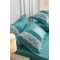 Lenjerie pat dublu finet 6 piese cu pliuri, inimioare și broderie-verde menta, LIB-023