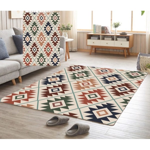 Covor Traditional Antiderapant, 80x150cm, Multicolor-Crem, CAM-031