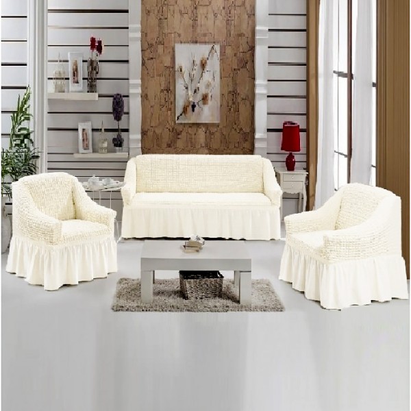 Huse Elastice si Creponate cu Volan, Canapea 3 Persoane + 2 Huse Fotolii, Alb, HCVF-008 Huse Elastice si Creponate cu Volan, Canapea 3 Persoane + 2 Huse Fotolii, Alb, HCVF-008