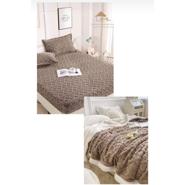 Set Patura Cu Blanita, Cu Cearsaf, Cu Elastec, Plus 2 Fete De Perna, maro