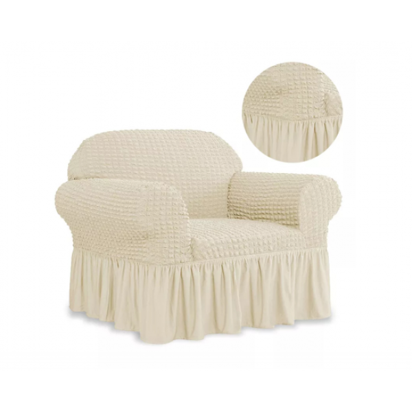 Husa Elastica si Creponata pentru Fotoliu, Crem, HFC-001