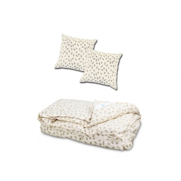 SET Pilota de iarna pentru pat dublu + 2 perne dreptunghiulare, din puf de gasca, PPL-003