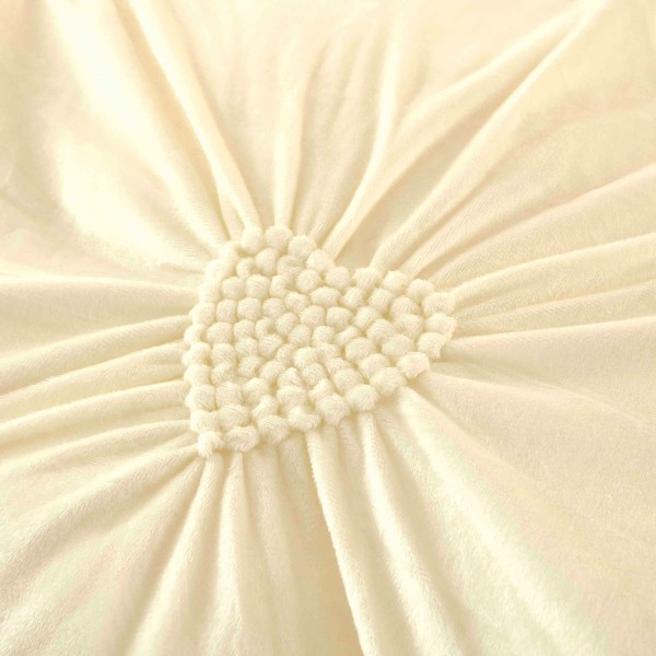 Set Lenjerie de Pat din Catifea, Cu Broderie, 4 Piese, Pat 2 Persoane, Crem, LCI-058